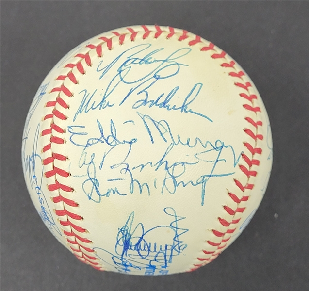 1984 Baltimore Orioles Team Signed OAL Baseball w/ Ripken Jr. & Murray Beckett LOA