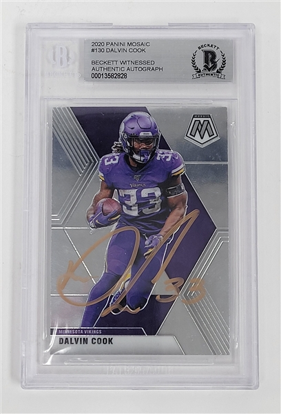 Dalvin Cook Autographed 2020 Panini Mosaic #130 Card BGS