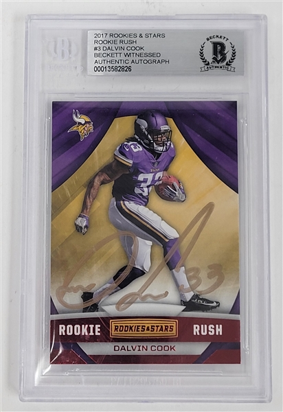 Dalvin Cook Autographed 2017 Rookies & Stars Rookie Rush #3 Rookie Card BGS