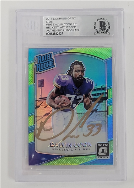 Dalvin Cook Autographed 2017 Donruss Optic Lime #193 Rookie Card BGS