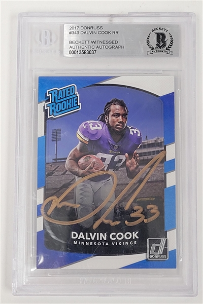 Dalvin Cook Autographed 2017 Donruss #343 Rookie Card BGS