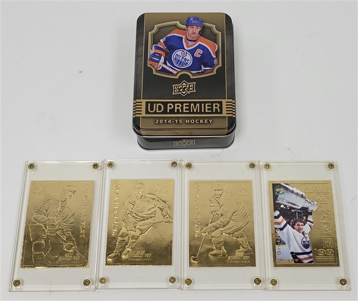 Lot of 4 Wayne Gretzky 2014-15 UD Premier Cards w/ Tin Box
