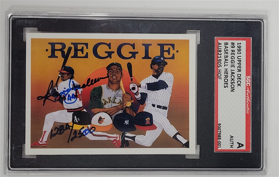 Reggie Jackson Autographed 1990 UD Baseball Heroes #9 Card LE #1284/2500 SGC A