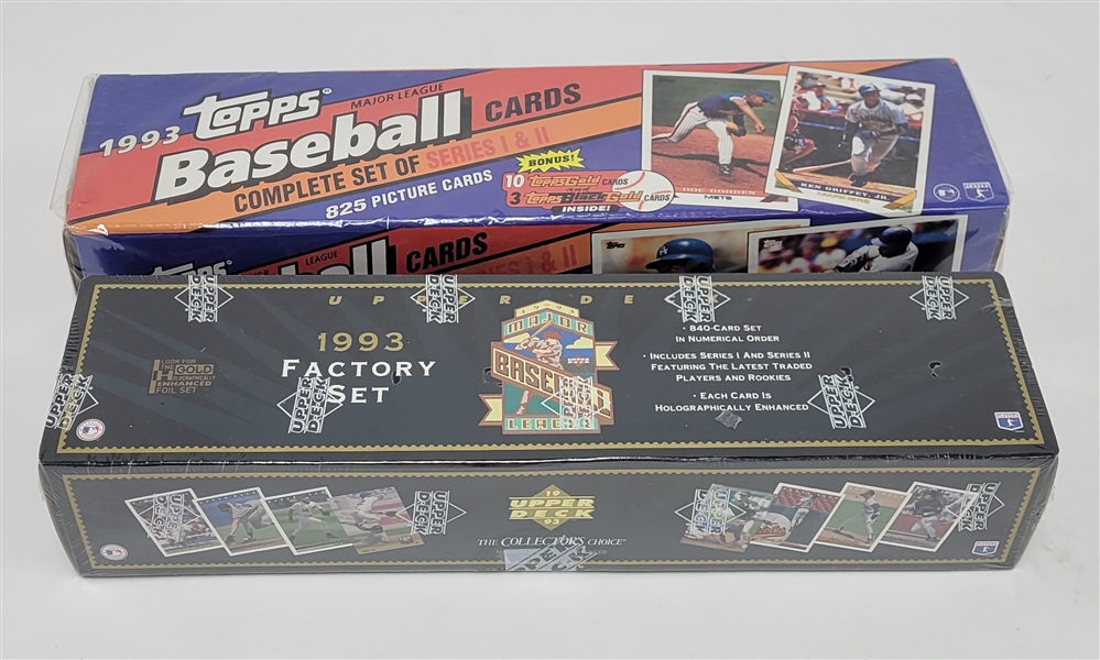 Lot of 2 Factory Sealed 1993 Topps & Upper Deck Baseball Complete Sets