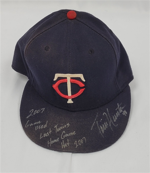 Torii Hunter 2007 Minnesota Twins Last Home Game Used & Autographed Hat