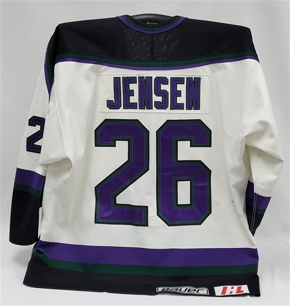 Chris Jensen 1995-96 Minnesota Moose Game Used Hockey Jersey w/Team LOA