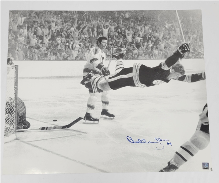 Bobby Orr Boston Bruins Autographed The Flying Goal 20x24 Photo