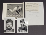 1980 Bert Blyleven Notice of Player Release from Pirates to Indians and Signed (3) Photo Lot w/Blyleven Signed Letter of Provenance 