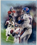 John Elway Autographed Denver Broncos Jiang 27x32 Canvas Beckett
