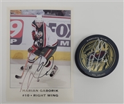Marian Gaborik Autographed Minnesota Wild Hockey Puck & 5x7 Photo
