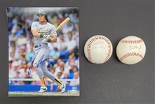 Lot of (3) - 2 Autographed Baseballs & Jose Canseco Autographed 8x10 Photo 