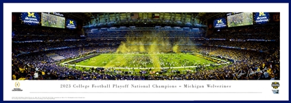 Jim Harbaugh Autographed Michigan Wolverines National Championship Game 13x40 Panoramic Photo