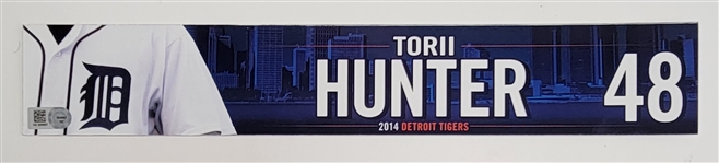 Torii Hunter 2014 Game Used Locker Nameplate MLB