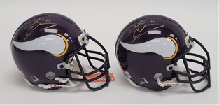 Lot of 2 Daunte Culpepper Autographed Authentic Minnesota Vikings Mini Helmets Beckett