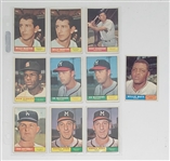 Lot of (10) 1961 Topps Stars & Hall of Fame Baseball Cards w/ Willie Mays