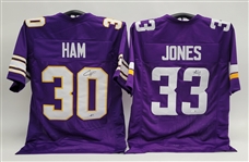 Lot of 2 Aaron Jones & CJ Ham Autographed Custom Jerseys Beckett