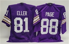 Lot of 2 Alan Page & Carl Eller Autographed Custom Jerseys Beckett