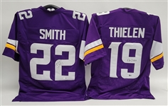 Lot of 2 Harrison Smith & Adam Thielen Autographed Custom Jerseys Beckett