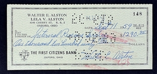 Walt Alston Signed Check Made Out to the IRS