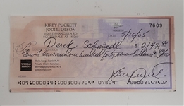 Kirby Puckett Signed Check From 2005