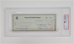 Bill Terry & Spec Richardson Signed Check From 1958 PSA Slabbed