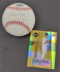 Johan Santana Autographed & Inscribed OML Baseball w/ Autographed Card