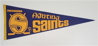 Vintage Minnesota Fighting Saints Pennant w/ Original "S" Logo