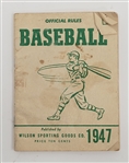 Vintage 1947 Official Rules of Baseball Book