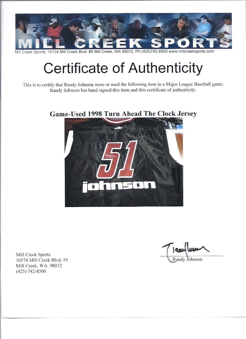 Lot Detail - Randy Johnson 1998 Rare Futures Game Used & Autographed  Jersey