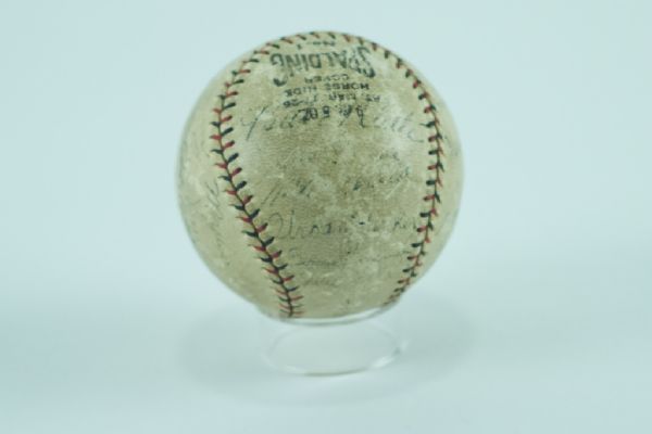 New York Yankees 1927 Autographed Baseball w/Ruth & Gehrig