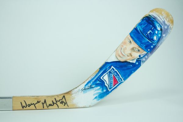 Wayne Gretzky Game Issued & Autographed Painted Hockey Stick