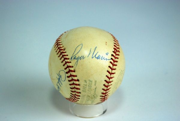 Mickey Mantle, Roger Maris, & Ralph Houk 1960s Autographed Baseball