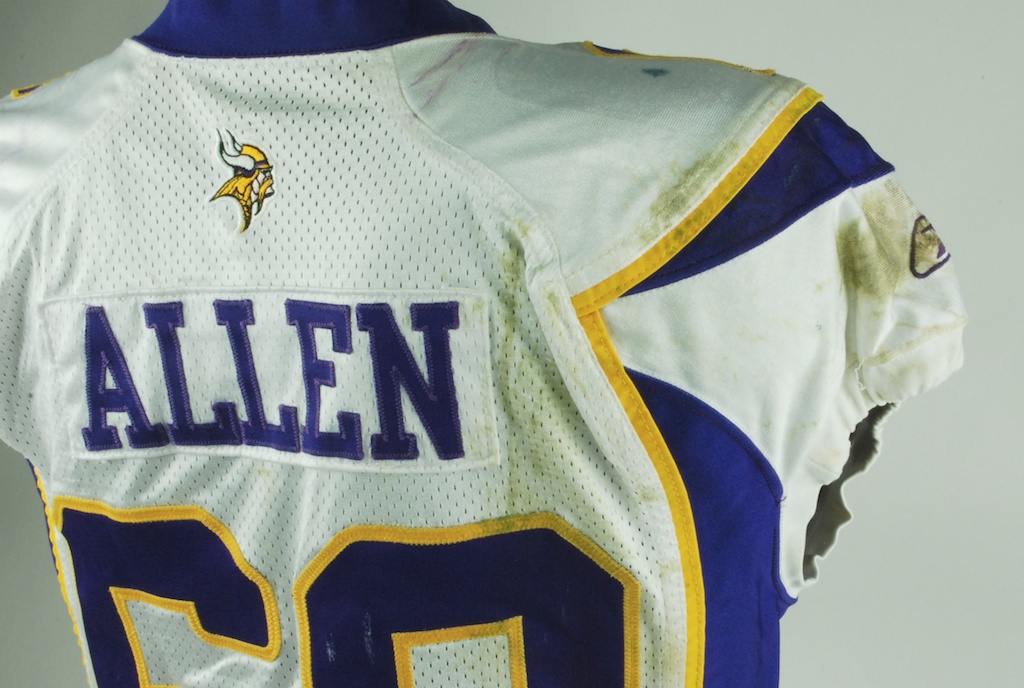 2009 Jared Allen Game Worn Unwashed Minnesota Vikings Jersey - Worn, Lot  #82281