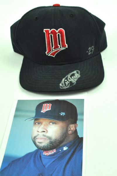 Kirby Puckett Game Used & Autographed Rod Carew Tribute Hat