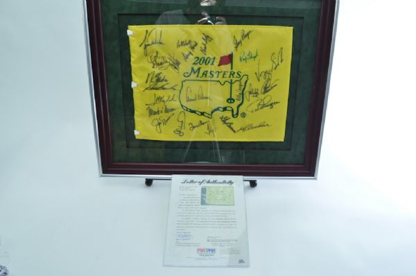 2001 Masters Signed & Framed Golf Pin Flag