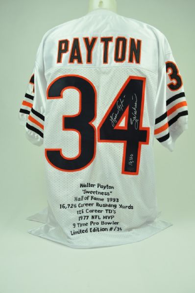 Walter Payton Autographed Stat Jersey