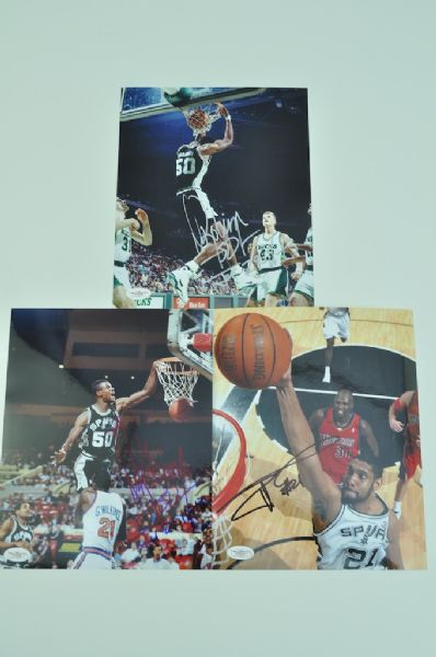 Tim Duncan & David Robinson Lot of 3 Single Signed Autographed 8x10 Photos