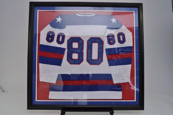 Team USA 1980 Olympic Signed & Framed Jersey w/Herb Brooks