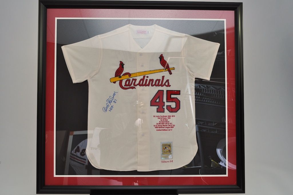 Bob Gibson Autographed and Framed St Louis Cardinals Jersey