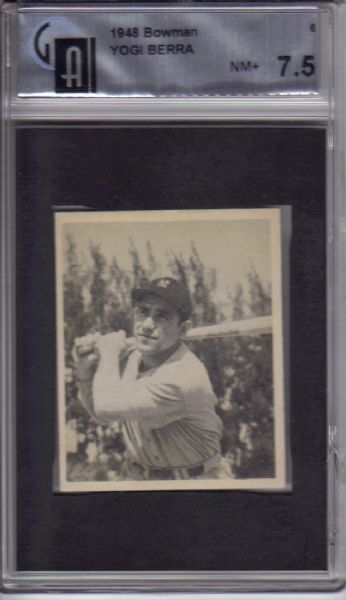 Yogi Berra 1948 Bowman Rookie Card Graded GAI 7.5