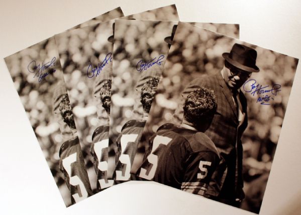 Lot of 4 Paul Hornung with Vince Lombardi Autographed 16x20 Photos