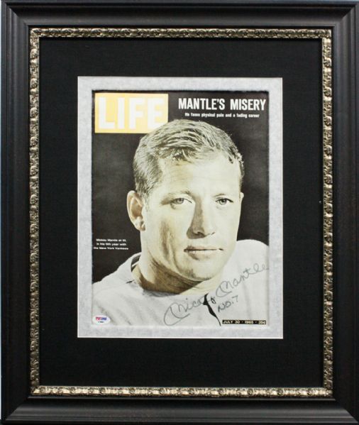 Mickey Mantle Autographed & Framed Life Magazine