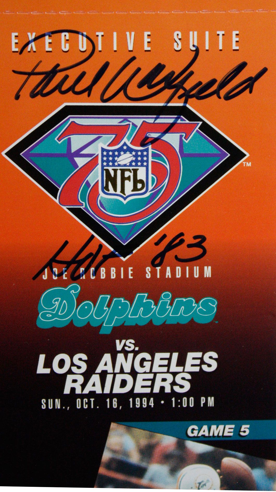 Don Shula & Dwight Stephenson Autographed Miami Dolphins Logo Football (JSA)