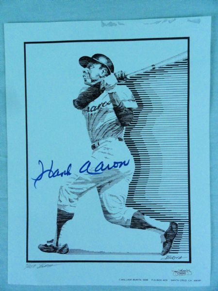 Hank Aaron Autographed Limited Edition Sketch