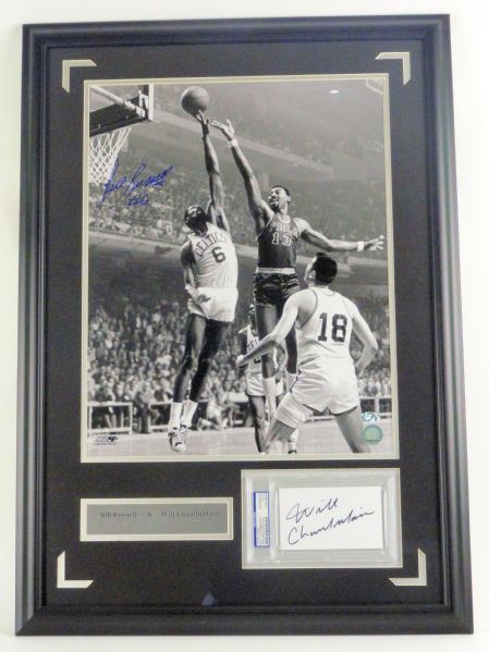 Bill Russell & Wilt Chamberlain Autographed & Framed 16x20 Photo