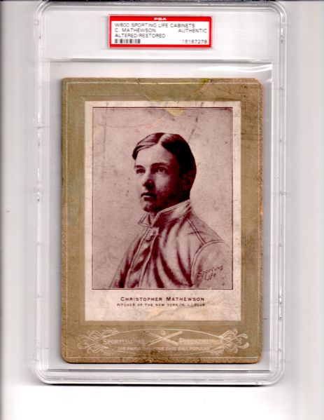 Christy Mathewson W600 Sporting Life Cabinet Card Graded PSA Authentic