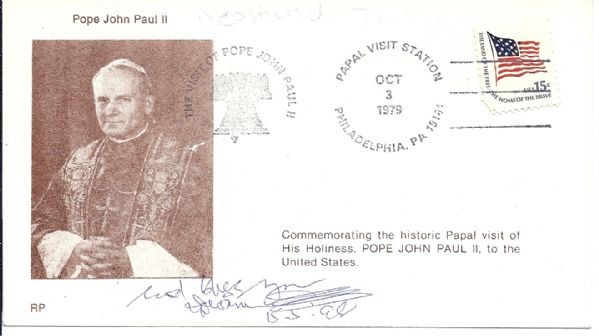 Bishop Desmond Tutu Autographed Pope John Paul II Envelope