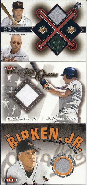 Cal Ripken Jr. Lot of 3 Game Used Jersey Cards