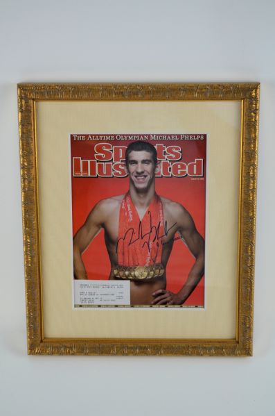 Michael Phelps Autographed & Framed Sports Illustrated 