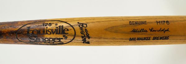Willie Randolph 1991 Milwaukee Brewers Professional Model Bat w/Heavy Use